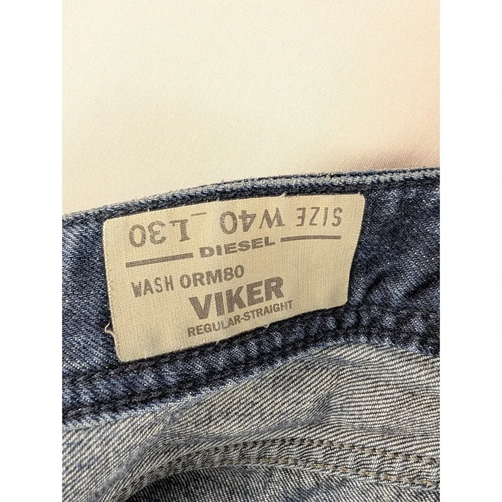 Diesel Viker Jeans Mens W40 L30 Blue Regular Straight Wash 0RM80 Distressed